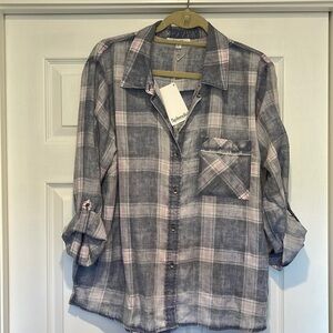 Splendid Summer Plaid Button Down Western NWT